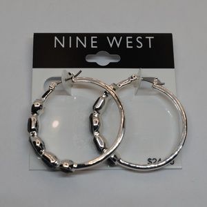 Nine West Blue Bead Shaky Hoop Earrings